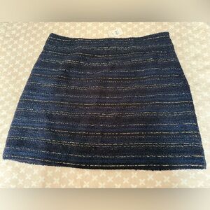 LOFT Dark Blue and Gold Striped Mini Skirt